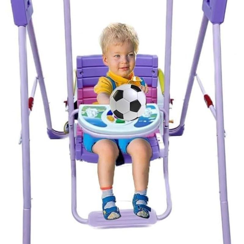 أرجوحة أطفال مع مقعد أمان، يمكن استخدامها في الأماكن المغلقة أو الهواء الطلق أو الفناء الخلفي، للأطفال، الرضع، وردي