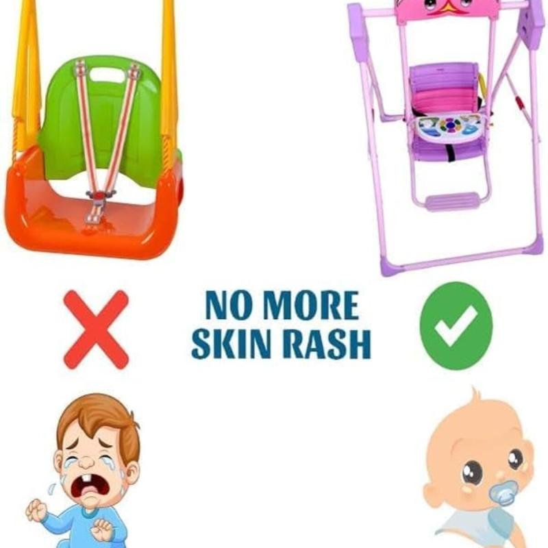 أرجوحة أطفال مع مقعد أمان، يمكن استخدامها في الأماكن المغلقة أو الهواء الطلق أو الفناء الخلفي، للأطفال، الرضع، وردي