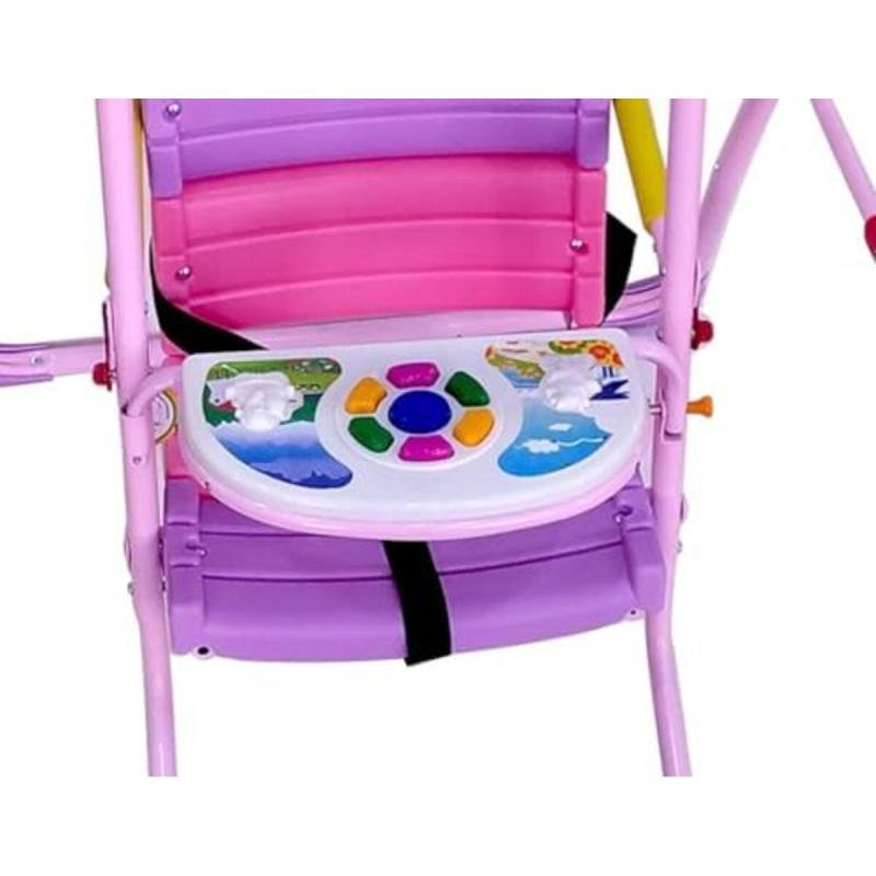 أرجوحة أطفال مع مقعد أمان، يمكن استخدامها في الأماكن المغلقة أو الهواء الطلق أو الفناء الخلفي، للأطفال، الرضع، وردي