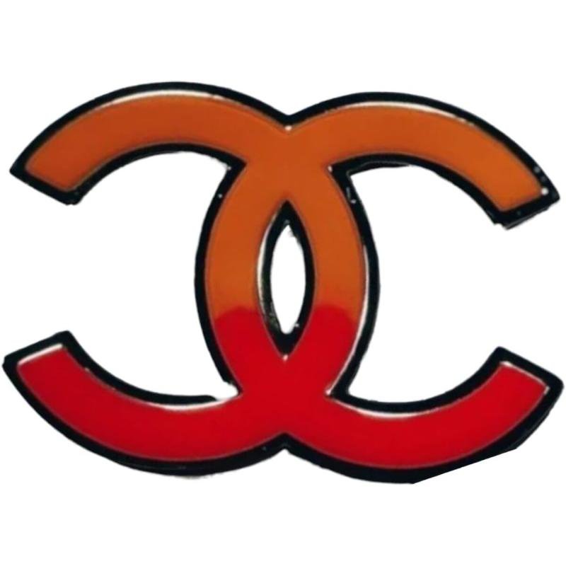 دبوس عصري بشعار CC باللونين الأحمر والبرتقالي للنساء من BUNCA