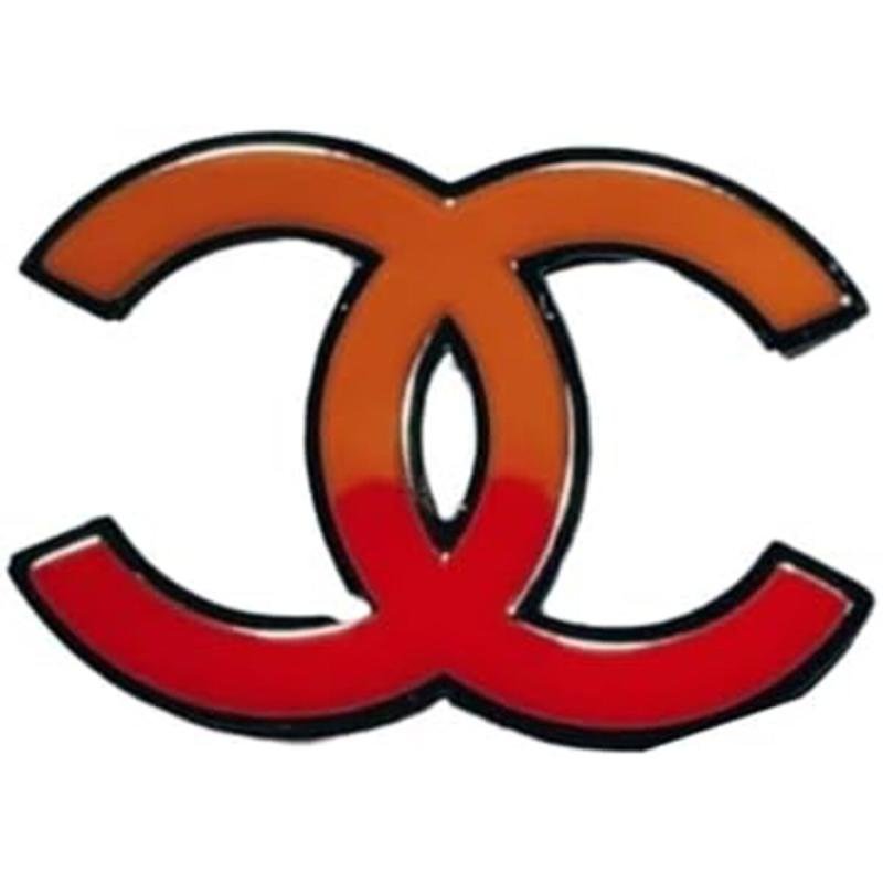 دبوس عصري بشعار CC باللونين الأحمر والبرتقالي للنساء من BUNCA