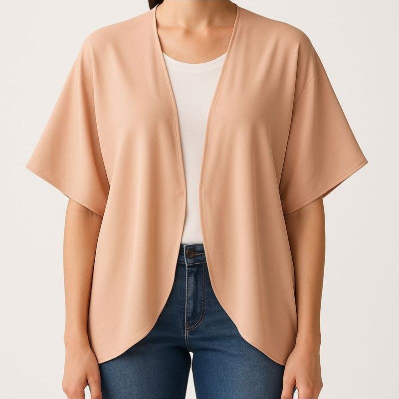 كارديجان كيمونو صيفي من بانكا، كارديجان طويل فضفاض بلون بيج أنيق وبسيط للنساء والفتيات