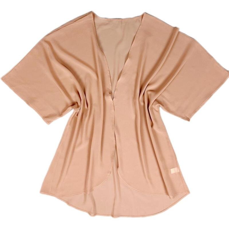 كارديجان كيمونو صيفي من بانكا، كارديجان طويل فضفاض بلون بيج أنيق وبسيط للنساء والفتيات