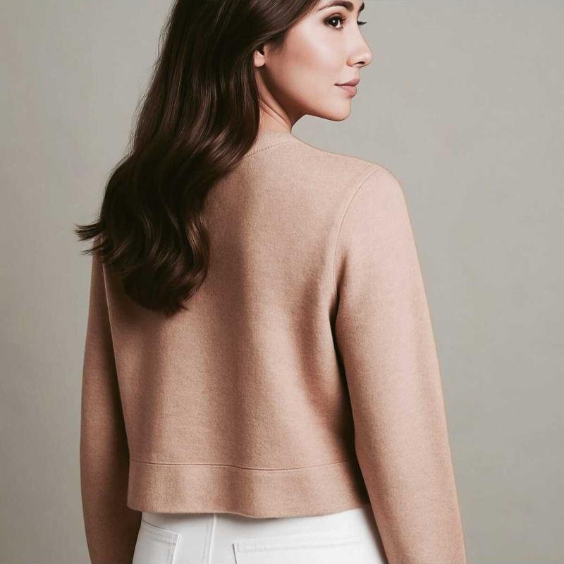 جاكيت صوف طويل بلون الجمل مع أزرار وجيوب للنساء والفتيات من