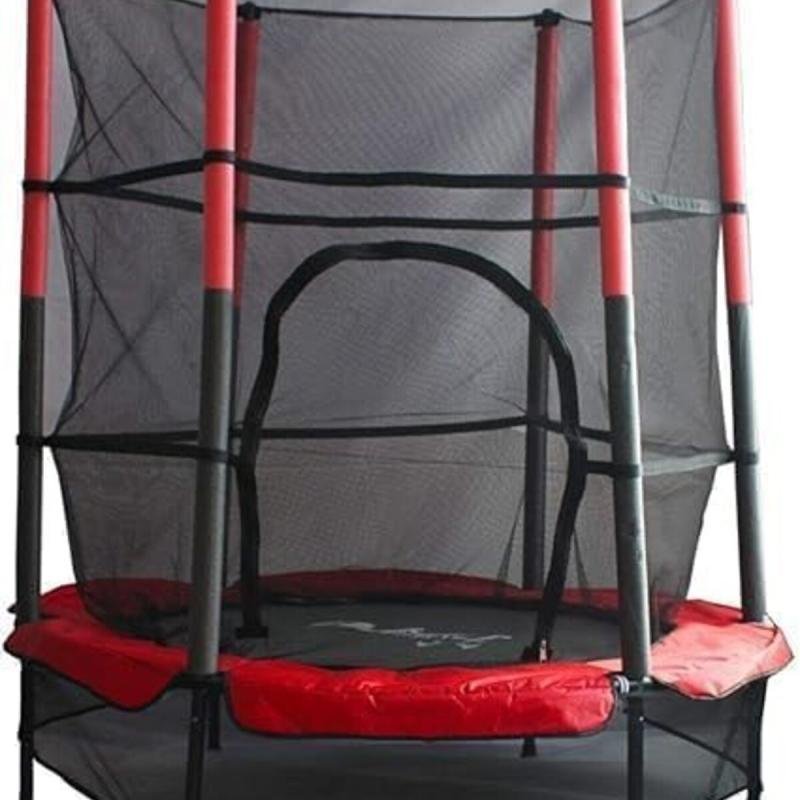 ترامبولين للأطفال مع حاجز أمان وشبكة لممارسة تمارين اللياقة البدنية