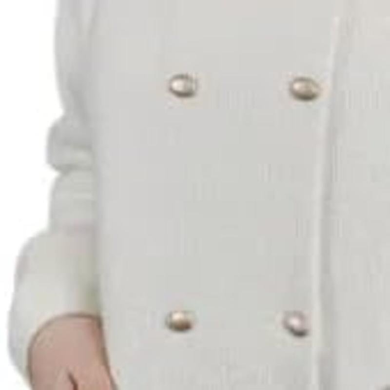 جاكيت صوف طويل أبيض عاجي بأزرار وجيوب للنساء والفتيات من BUNCA