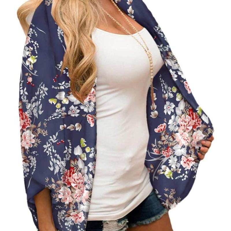 كارديجان كيمونو صيفي طويل فضفاض للنساء بتصميم زهور بوهيمية
