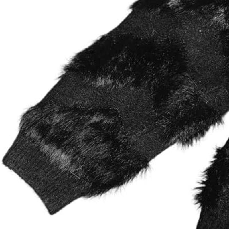 جاكيت قصير من الموهير الأسود برقبة على شكل حرف V للنساء والفتيات من