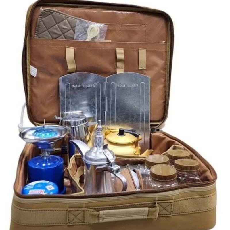 حقيبة شاي وقهوة متكاملة للأنشطة الخارجية مع ملحقات للتخييم