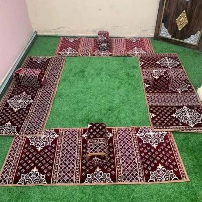 مجموعة مقاعد أرضية تراثية مكونة من 8 قطع للتخييم والنزهات