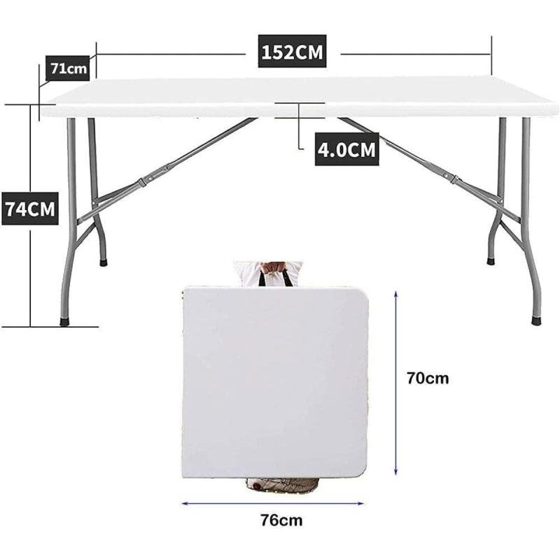 طاولة بلاستيكية قابلة للطي 6 قدم 180سم مع مقبض وقفل للنزهات والحفلات والتخييم من بونكا