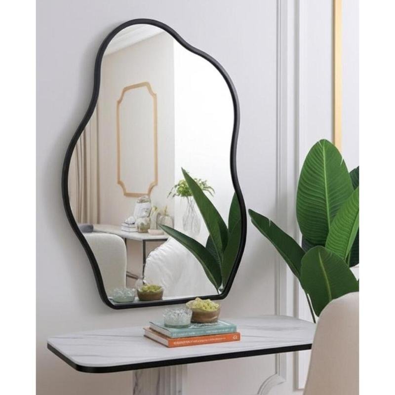 مرآة حائط بإطار معدني، مثالية لديكور منزلك 80*60