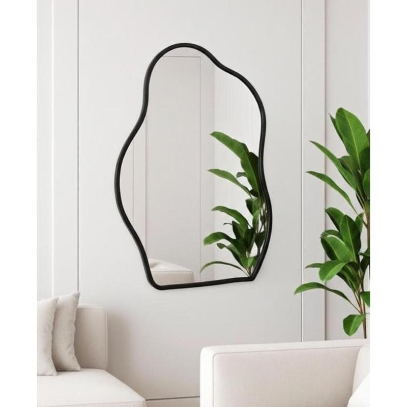 مرآة حائط بإطار معدني، مثالية لديكور منزلك 80*60