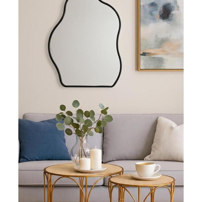 مرآة حائط بإطار معدني، مثالية لديكور منزلك 80*60