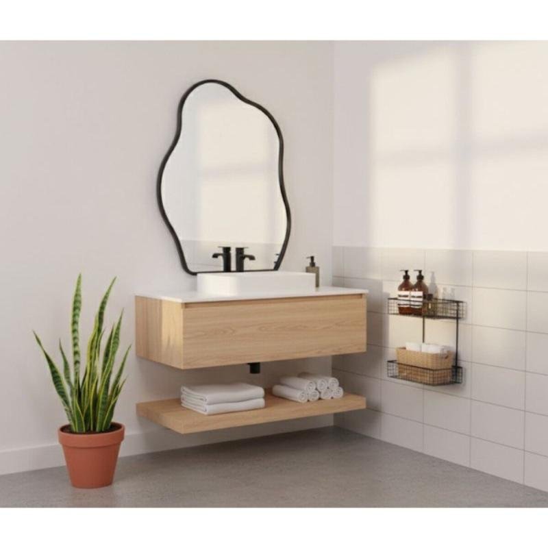 مرآة حائط بإطار معدني، مثالية لديكور منزلك 80*60