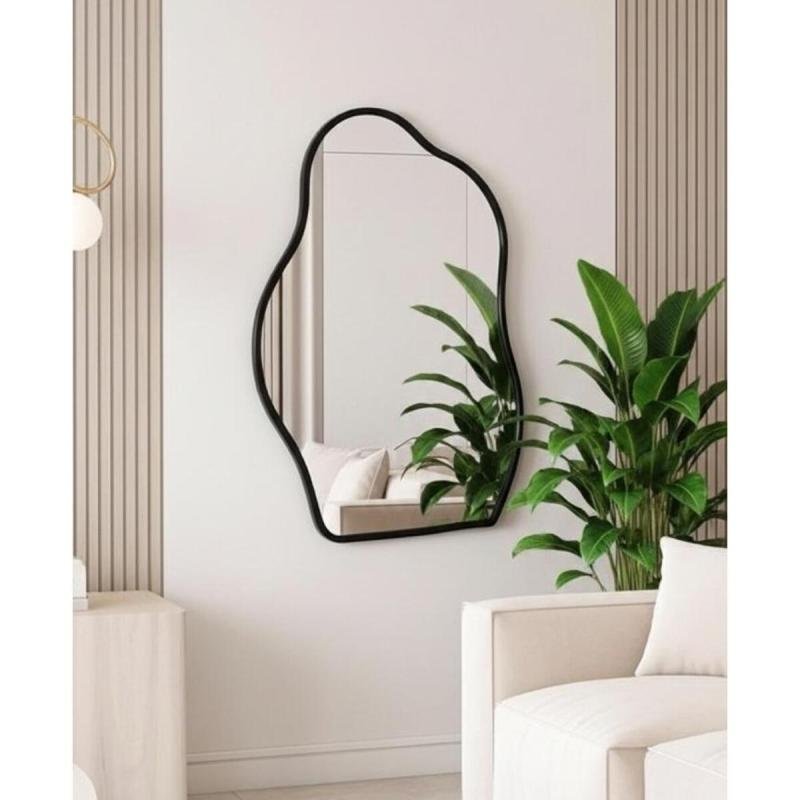 مرآة حائط بإطار معدني، مثالية لديكور منزلك 80*60