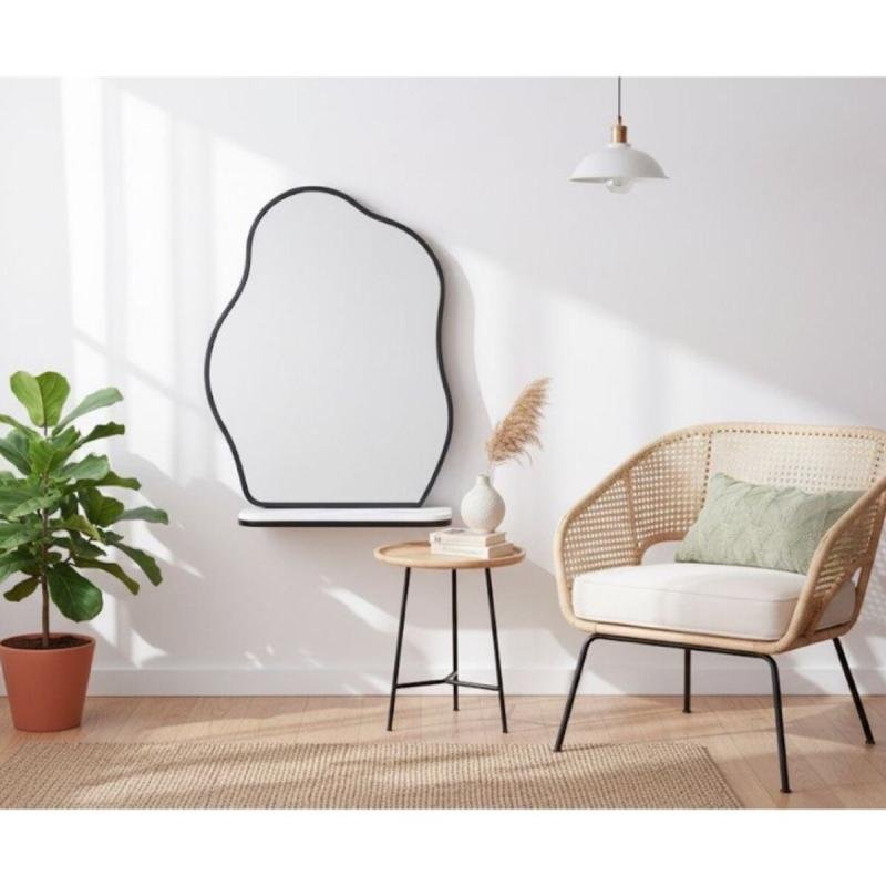 مرآة حائط بإطار معدني، مثالية لديكور منزلك 80*60