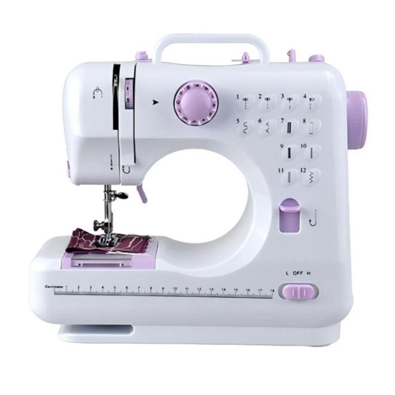 ماكينة خياطة صغيرة متعددة الوظائف 12 غرزة FHSM-505 باللون الأبيض
