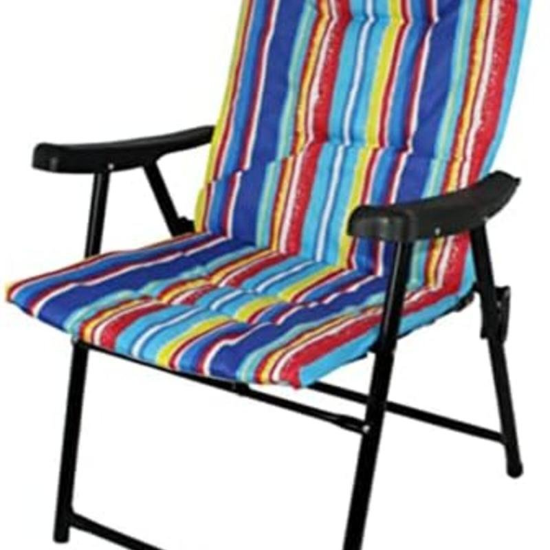 كرسي تخييم خارجي قابل للطي بتصميم مخطط على الطراز التراثي