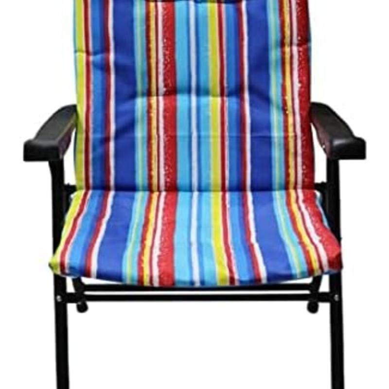 كرسي تخييم خارجي قابل للطي بتصميم مخطط على الطراز التراثي