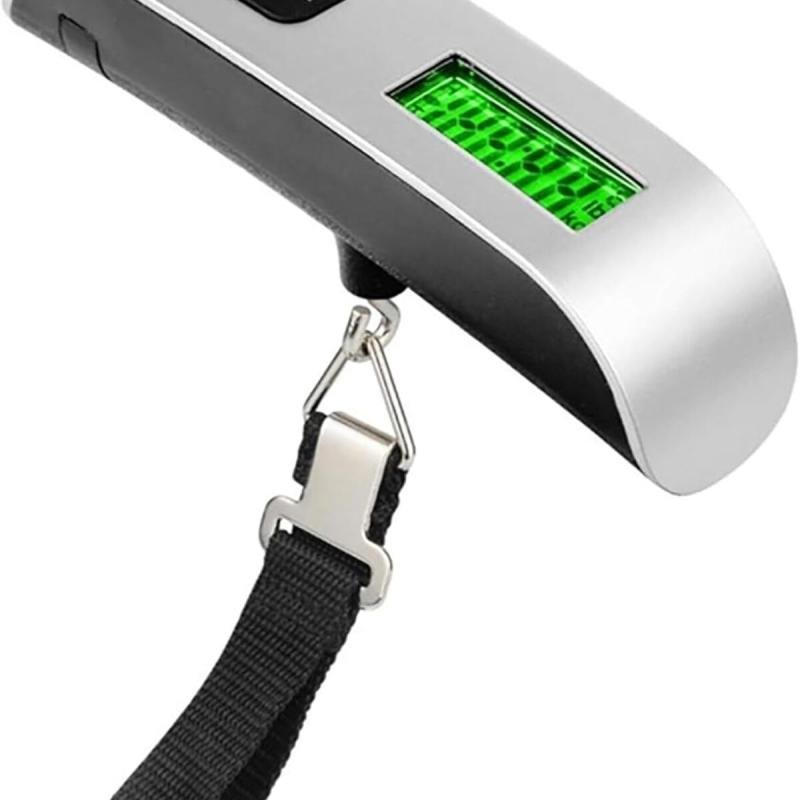 ميزان رقمي معلق للحقائب - ميزان يدوي محمول للسفر بشاشة LCD وسعة 50 كجم/110 رطل