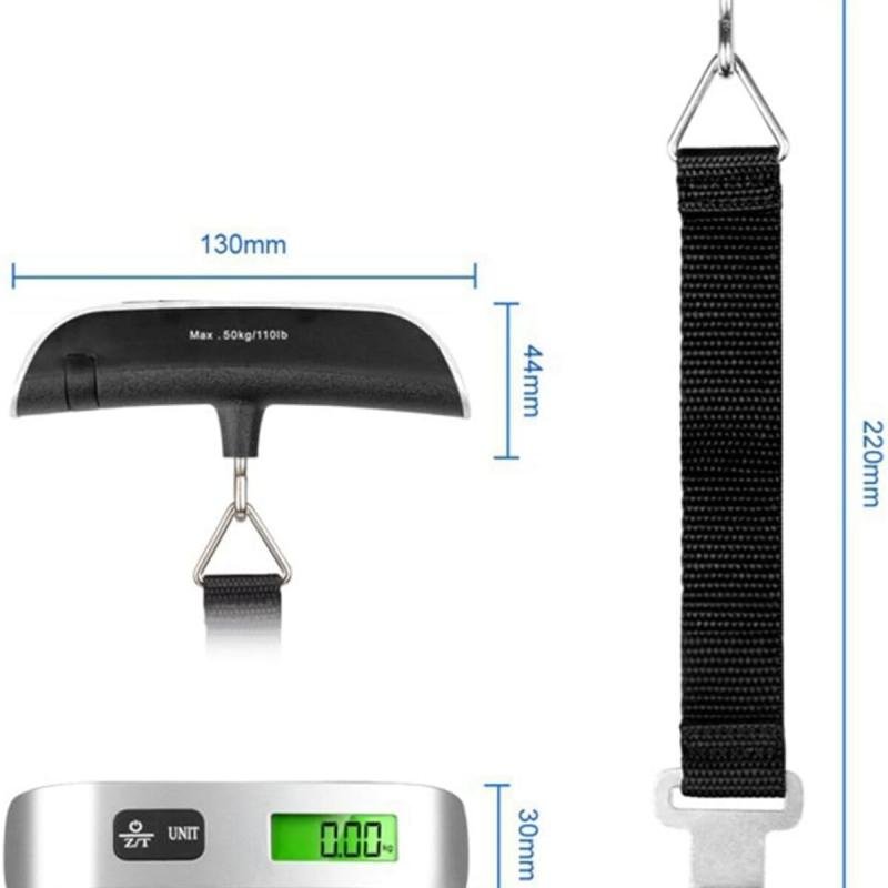 ميزان رقمي معلق للحقائب - ميزان يدوي محمول للسفر بشاشة LCD وسعة 50 كجم/110 رطل
