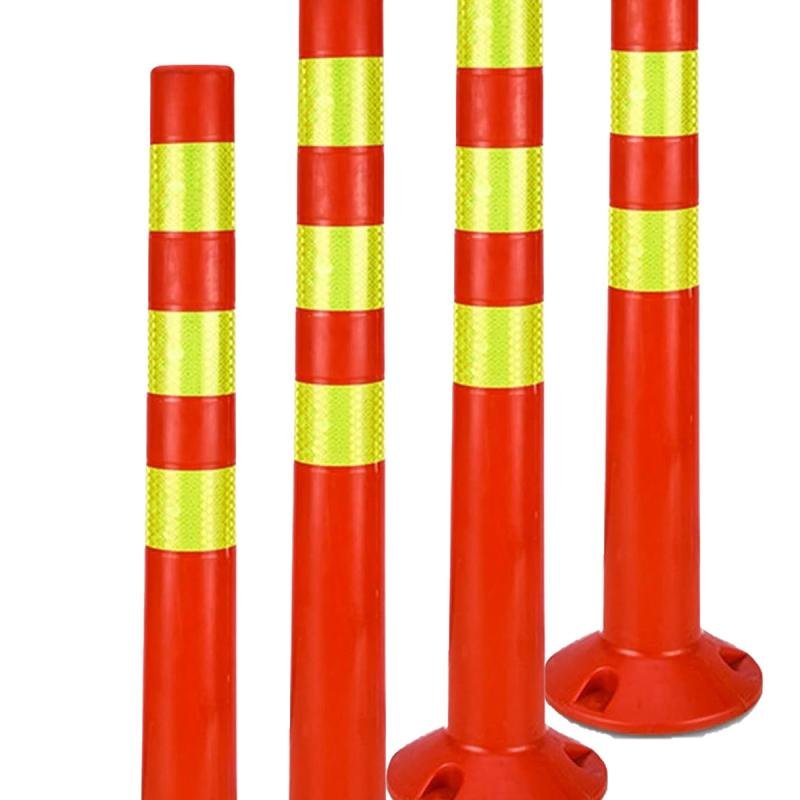 4 قطعة من عامود سلامة مرور قابل للطي بارتفاع 72 سم مع شريط عاكس | أعمدة  والحواجز الأمنية