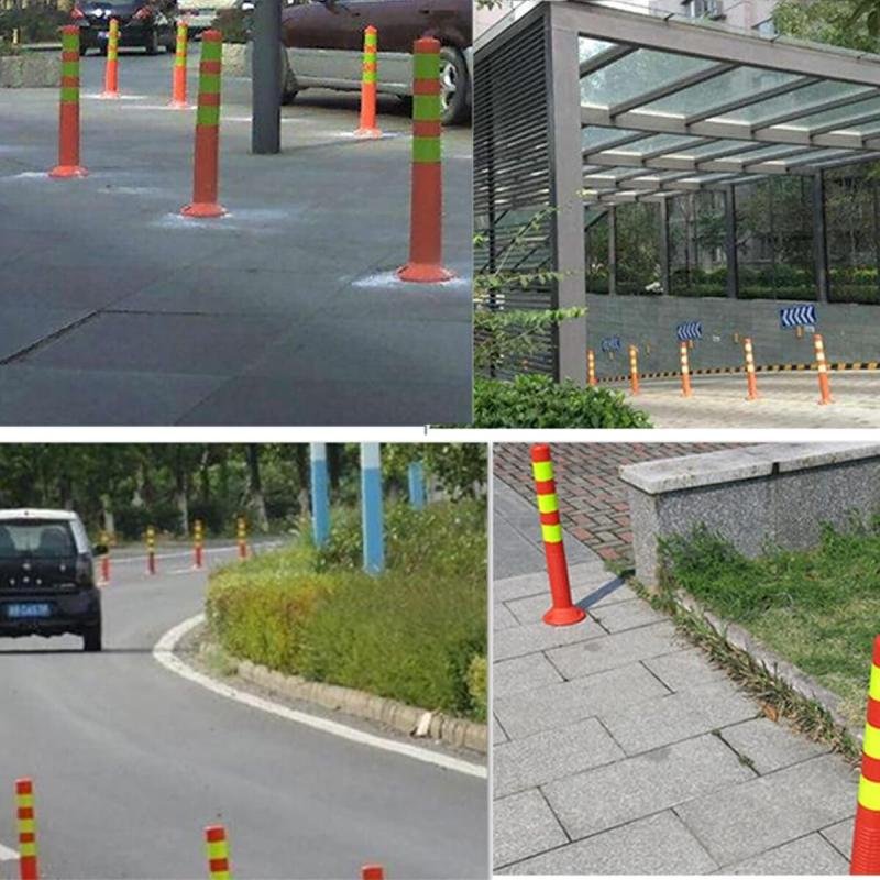 4 قطعة من عامود سلامة مرور قابل للطي بارتفاع 72 سم مع شريط عاكس | أعمدة  والحواجز الأمنية