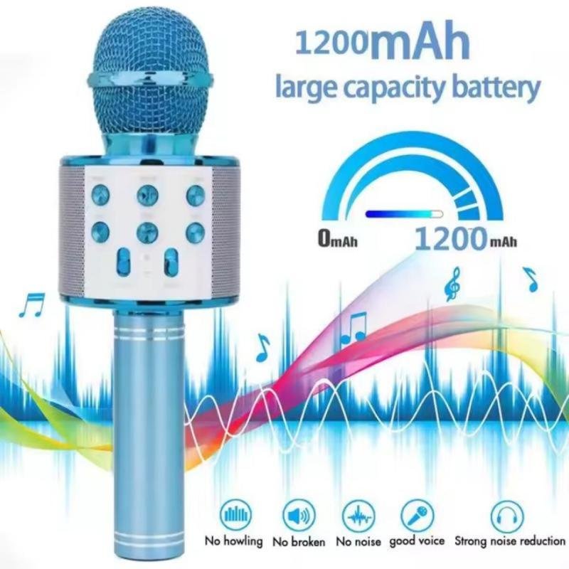 ميكروفون كاريوكي لاسلكي محمول باليد مزود بتقنية البلوتوث مع راديو FM قابل للتعديل