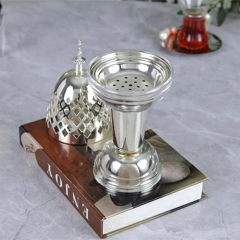 مبخرة ضيافة فاخرة من استانلس استيل أنيق وعصري فضي