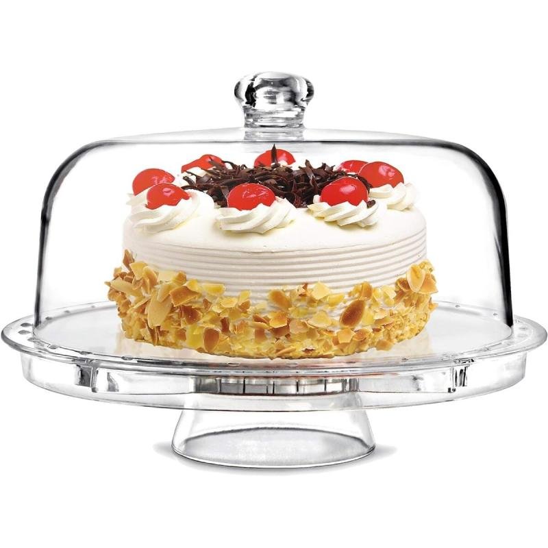 حامل كيك 3 في 1 بتصميم قبة متعدد الوظائف طبق تقديم سلطة ووعاء مشروبات أكريليك