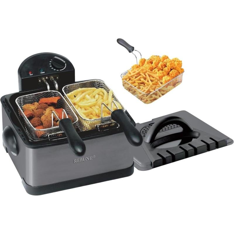 مقلاة زيت كهربائية REBUNE سعة 4 لتر، 2000 واط RE-11-062