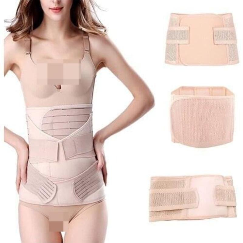 مشد الجسم بعد الولادة 3 في 1+شراب دانتيل شفاف