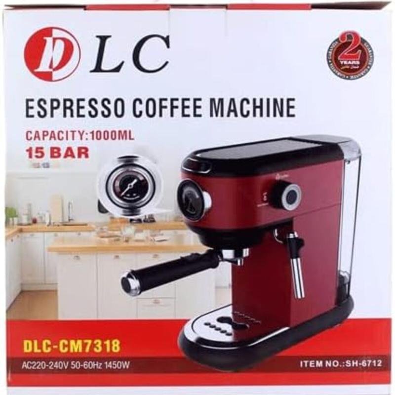 ماكينة صنع قهوة الإسبريسو 1000 مل 1450 واط DLC-CM7318 أحمر