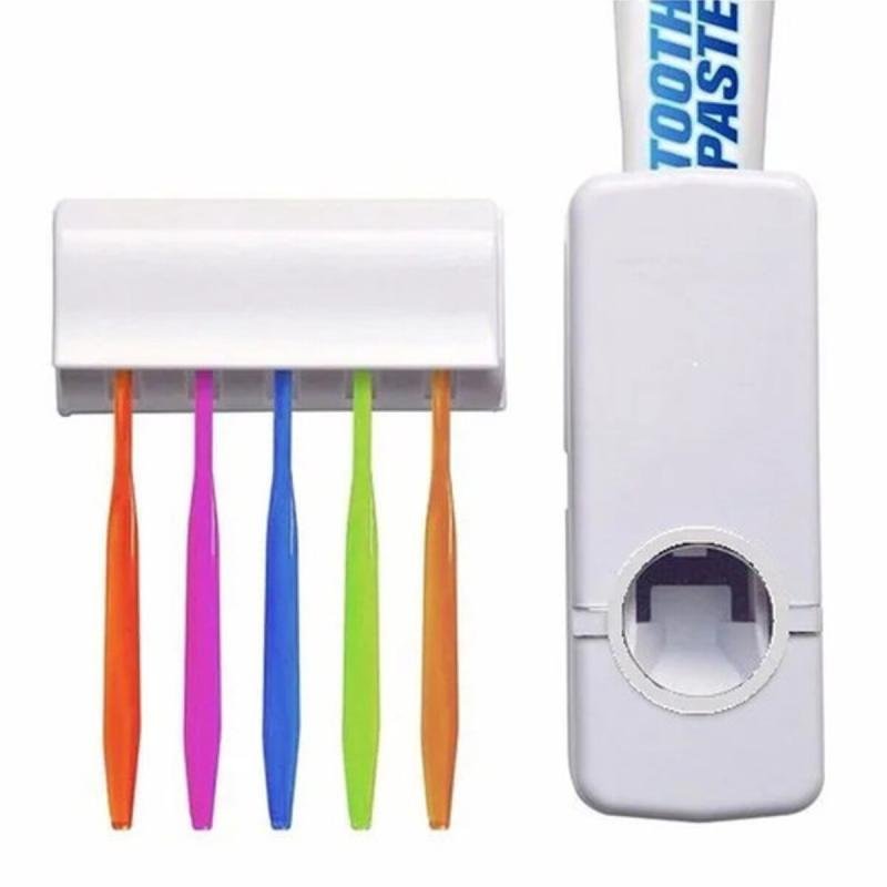موزع معجون أسنان مع 5 حوامل لفرش الأسنان