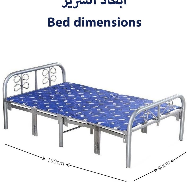 سرير فردي قابل للطي مصنوع من منصة معدنية فولاذية متينة مقاس 190 × 90 سم