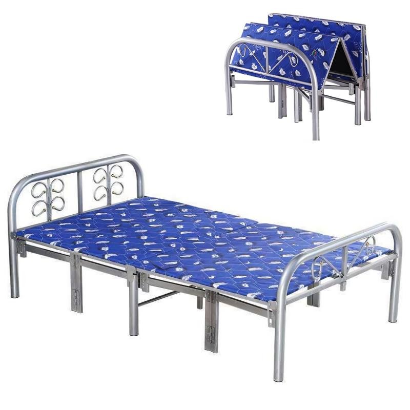سرير فردي قابل للطي مصنوع من منصة معدنية فولاذية متينة مقاس 190 × 90 سم