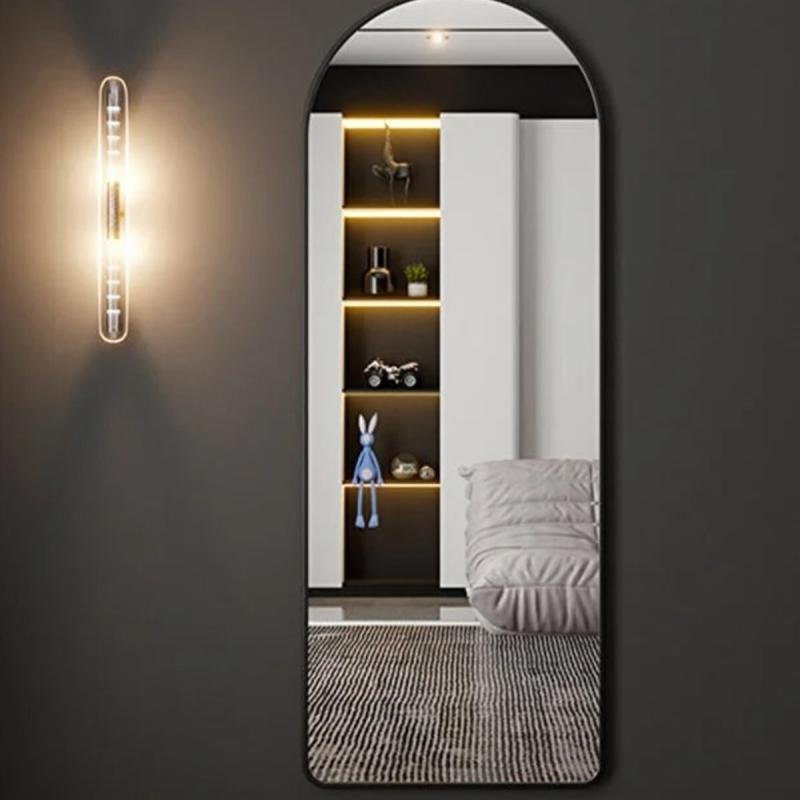 مرآة كاملة الطول 50x160سم مع حامل مستطيل ، مرآة أرضية، مرآة حائط، معلقة/مائلة | أسود