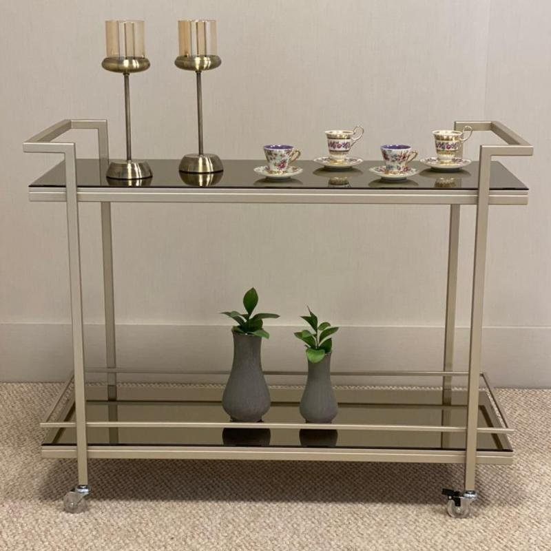 عربة تقديم معدن و زجاج  - 80×30×90 سم