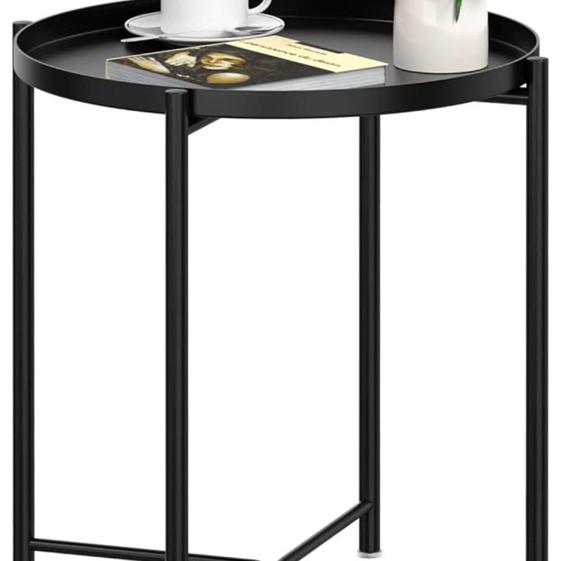 طاولة فولاذية مستديرة أسود 45x53x45سم