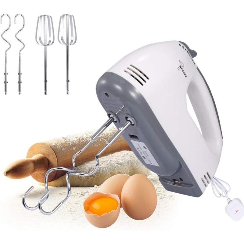 خلاط يدوي كهربائي بقوة 150 وات وخفاقة بيض و7 سرعات وخلط سهل مع خفاقة من الفولاذ المقاوم للصدأ