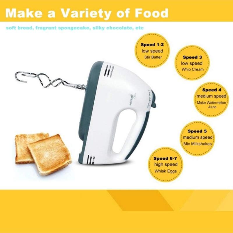 خلاط يدوي كهربائي بقوة 150 وات وخفاقة بيض و7 سرعات وخلط سهل مع خفاقة من الفولاذ المقاوم للصدأ