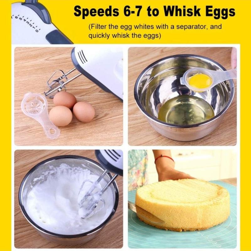 خلاط يدوي كهربائي بقوة 150 وات وخفاقة بيض و7 سرعات وخلط سهل مع خفاقة من الفولاذ المقاوم للصدأ