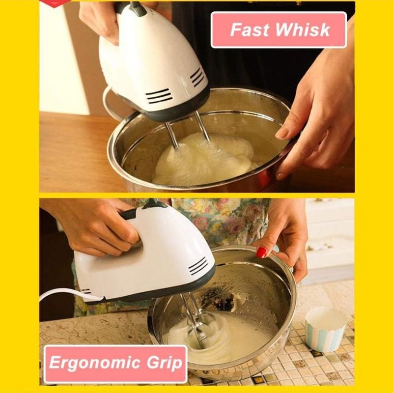 خلاط يدوي كهربائي بقوة 150 وات وخفاقة بيض و7 سرعات وخلط سهل مع خفاقة من الفولاذ المقاوم للصدأ