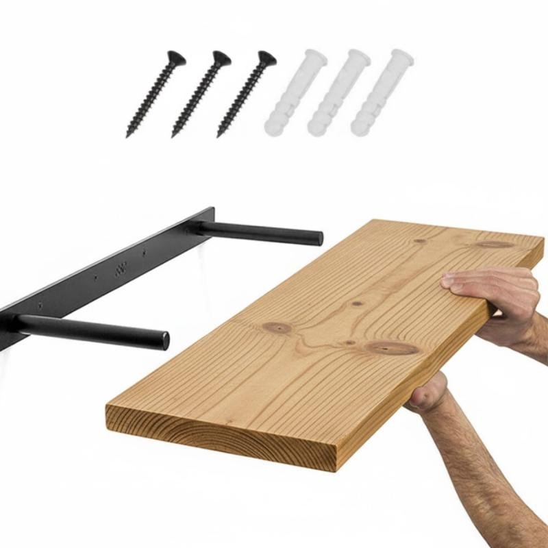 رف خشبي مثبت على الحائط مقاس: 15X60 سم