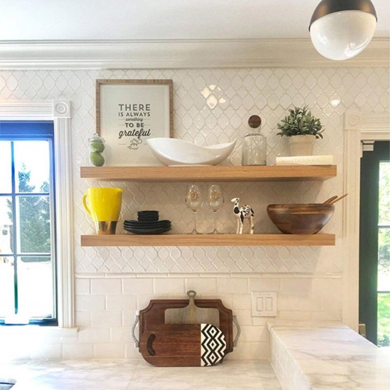 رف خشبي مثبت على الحائط مقاس: 15X60 سم