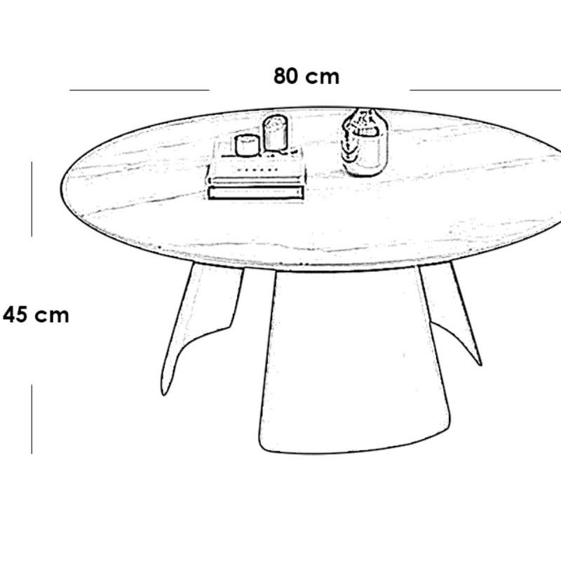 طاولة قهوة حديد وخشب رخامي وام دي اف اسود وابيض - 80×80×45 سم