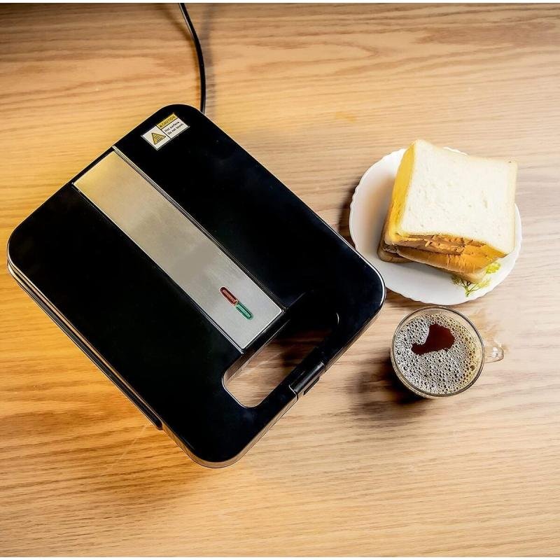 شواية بانيني كهربائية بسعة 4 شرائح بقوة 1400 واط | صانعة ساندويتشات الإفطار | ألواح ساخنة غير لاصقة على الوجهين