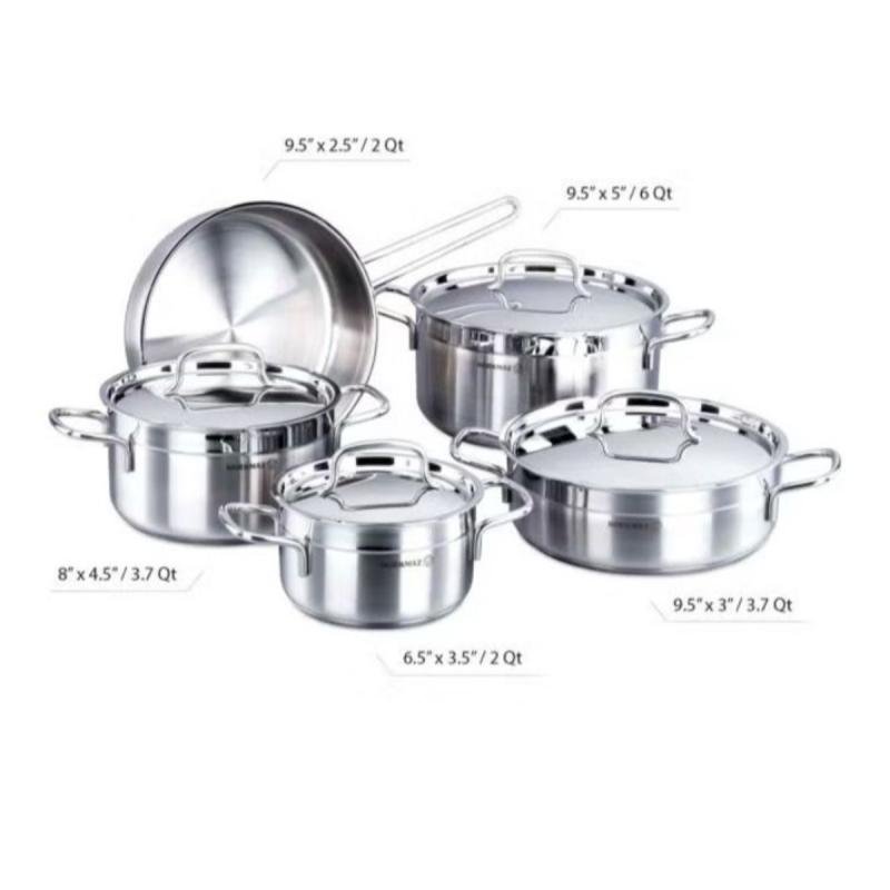 طقم أواني طهي من الستانلس ستيل من ألفا، 9 قطع، A1660