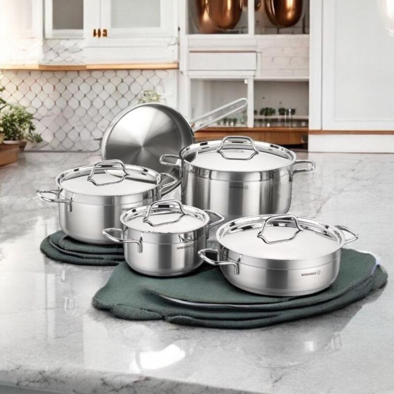 طقم أواني طهي من الستانلس ستيل من ألفا، 9 قطع، A1660